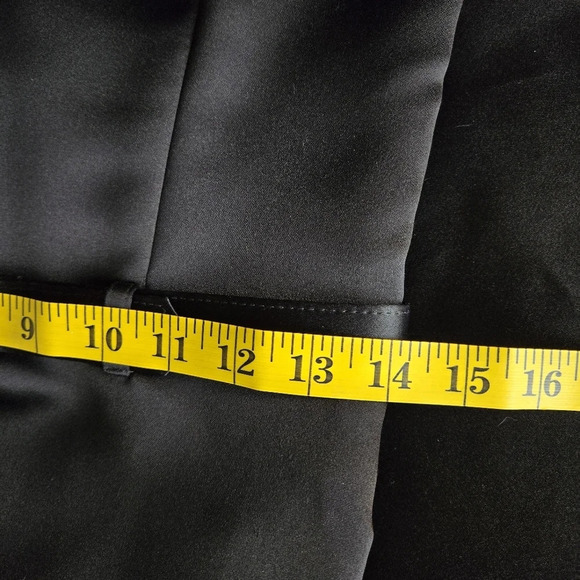 Scott McClintoch Vintage Black Tie Satin Gown‎ Rhinestone Buckle Belted Size 8 - Picture 11 of 15